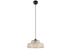 Pendelleuchte ABELLA einflammig, Glas Amber / Metall Schwarz, Ø 35cm