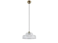 Pendelleuchte ABELLA einflammig, Glas transparent / Messing matt, Ø 35cm