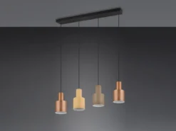Pendelleuchte AGUDO 4-flammig Metall Coffee Töne, Breite 87cm
