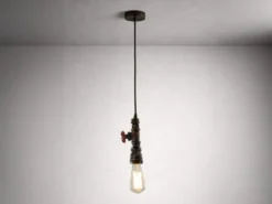 Pendelleuchte AMARCORD 1-flammig in Wasserrohr Optik Rost, Ø12cm