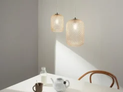 Pendelleuchte ASHFORD einflammig Kristall Glasschirm Bernsteinfarben, Ø 15cm