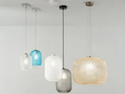 Pendelleuchte ASHFORD einflammig Kristall Glasschirm Bernsteinfarben, Ø 15cm