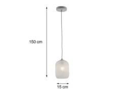Pendelleuchte ASHFORD einflammig Kristall Glasschirm in Weiß, Ø 15cm