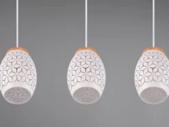 Pendelleuchte BIDAR 3-flammig in Weiß mit ausgefallenem Stanzmuster, B: 71cm