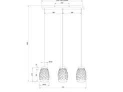 Pendelleuchte BIDAR 3-flammig in Coffee mit ausgefallenem Stanzmuster, B: 71cm