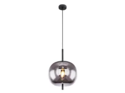 Pendelleuchte BLACKY Schwarz 1-flammig mit Rauchglas Glaskugel, Ø 30cm