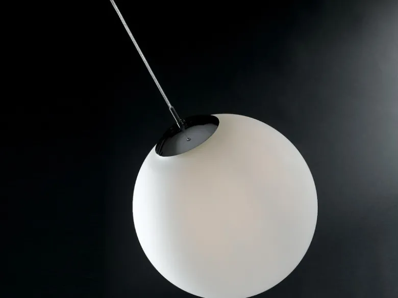 Pendelleuchte CITY einflammig Glaskugel Opalweiß, Ø 35cm