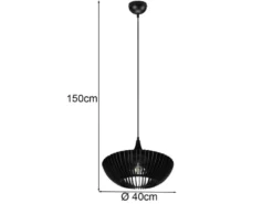 Pendelleuchte COLINO mit Holz Lamellen Schwarz einflammig, Ø 40cm