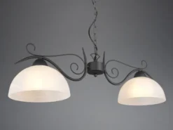Pendelleuchte COUNTRY Landhaus 2-flammig mit Glasschirmen Weiß, B: 82cm