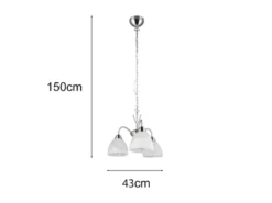 Pendelleuchte DOBBY 3-flammig mit Glas Lampenschirmen Weiß, Ø 43cm