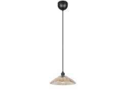 Pendelleuchte ELUNA einflammig, Schwarz mit Glasschirm Amber, Ø 29,5cm