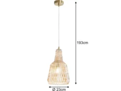 Pendelleuchte GALWAY einflammig, Kristallglas Amber facettiert, Ø 23cm