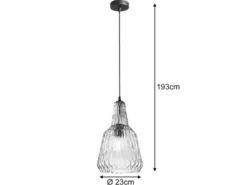 Pendelleuchte GALWAY einflammig, Kristallglas Grau facettiert, Ø 23cm