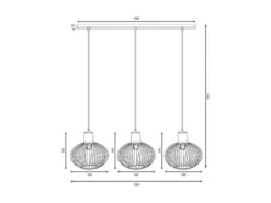 Pendelleuchte GILA 3-flammig mit Gitter Lampenschirmen Schwarz, Breite 120cm