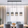 Pendelleuchte GORLEY 4-flammig mit Rauchglas Stäben, Breite 110cm