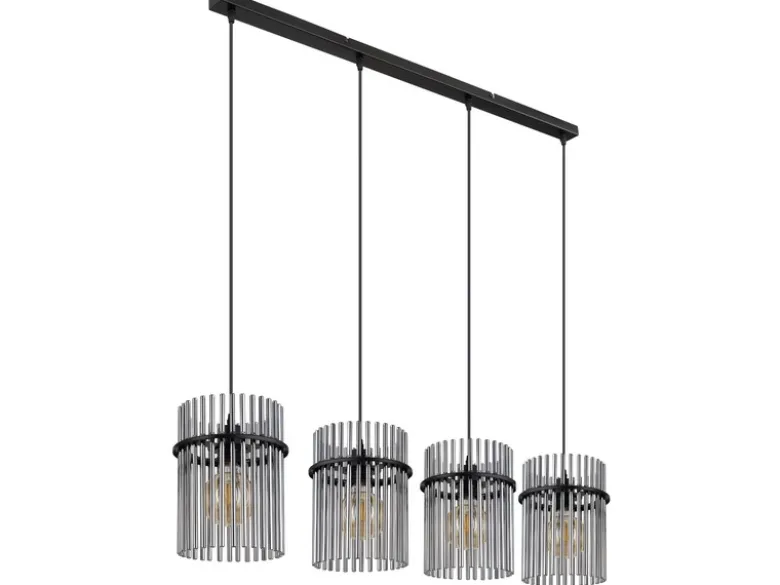 Pendelleuchte GORLEY 4-flammig mit Rauchglas Stäben, Breite 110cm