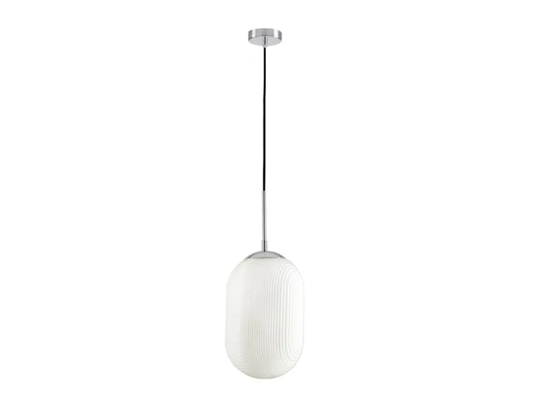 Pendelleuchte GREENWICH einflammig Relief Milchglas Lampenschirm, Ø 23cm