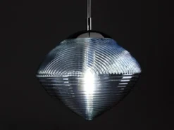 Pendelleuchte GREENWICH einflammig Relief Glasschirm in Blau, Ø 26cm