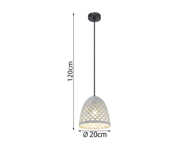 Pendelleuchte HOLLIE mit Lampenschirm Metall Silber, Ø 20cm
