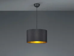 Pendelleuchte HOSTEL mit Stoff Lampenschirm Schwarz & Gold, Ø 40cm