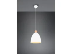 Pendelleuchte JAGGER Lampenschirm Metall/Holz Weiß, Ø 25cm
