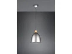 Pendelleuchte JAGGER Lampenschirm Metall/Holz Silber Antik, Ø 25cm