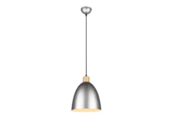 Pendelleuchte JAGGER Lampenschirm Metall/Holz Silber Antik, Ø 25cm