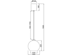 Pendelleuchte LIORA höhenverstellbar 1-flammig mit Glaskugel Bernstein, Ø 25cm