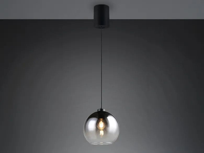 Pendelleuchte LIORA höhenverstellbar 1-flammig mit Rauchglas Kugel, Ø 25cm