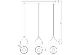 Pendelleuchte MOLLY 3-flammig Glasschirme Opalweiß, Breite 60cm
