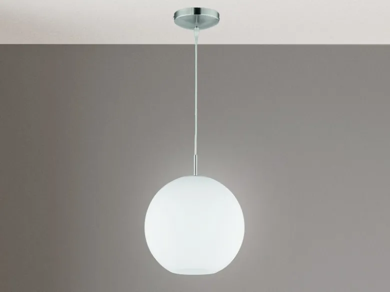 Pendelleuchte MOON 1-flammig mit Glaskugel Lampenschirm Opalglas, Ø 30cm