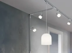 Pendelleuchte ONTARIO mit Glasschirm Weiß Ø 20cm für DUOline Schienensystem