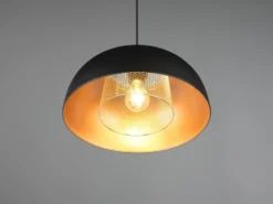 Pendelleuchte PUNCH 1-flammig Metall Schwarz Gold mit Drahtgeflecht, Ø 35cm