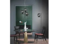 Pendelleuchte PURE 3-flammig in Schwarz mit Glaskugeln aus Rauchglas, Ø 40cm