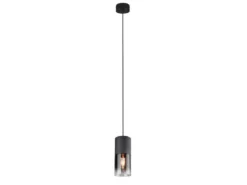Pendelleuchte ROBIN mit Rauchglas 1-flammig Metall Schwarz, Ø 10cm