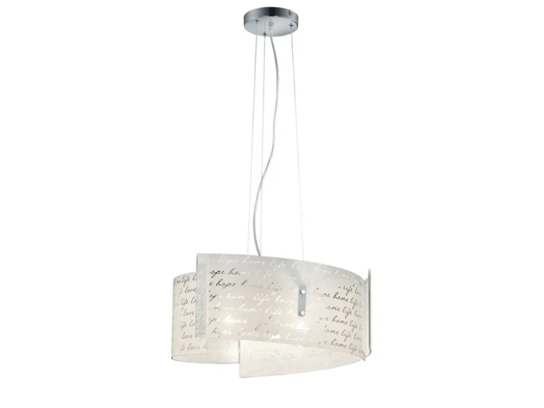 Pendelleuchte SIGNA Glas Lampenschirm mit Signatur Dekor, Ø 50cm