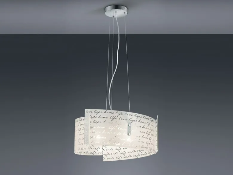 Pendelleuchte SIGNA Glas Lampenschirm mit Signatur Dekor, Ø 50cm