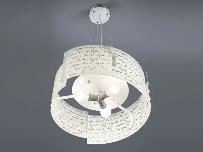 Pendelleuchte SIGNA Glas Lampenschirm mit Signatur Dekor, Ø 50cm