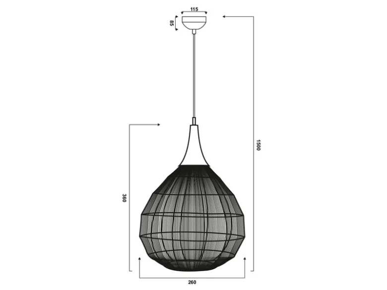 Pendelleuchte SORAYA mit Drahtgeflecht Lampenschirm Altmessing, Ø 26cm