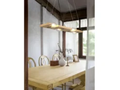 Pendelleuchte TAILOR 4 flammig Holzbrett naturbelassen, Breite 115cm