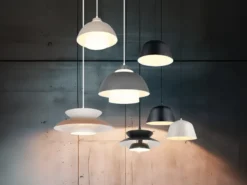 Pendelleuchte TILOS skandinavisch mit Metall- & Glasschirm Anthrazit Weiß Ø 30cm