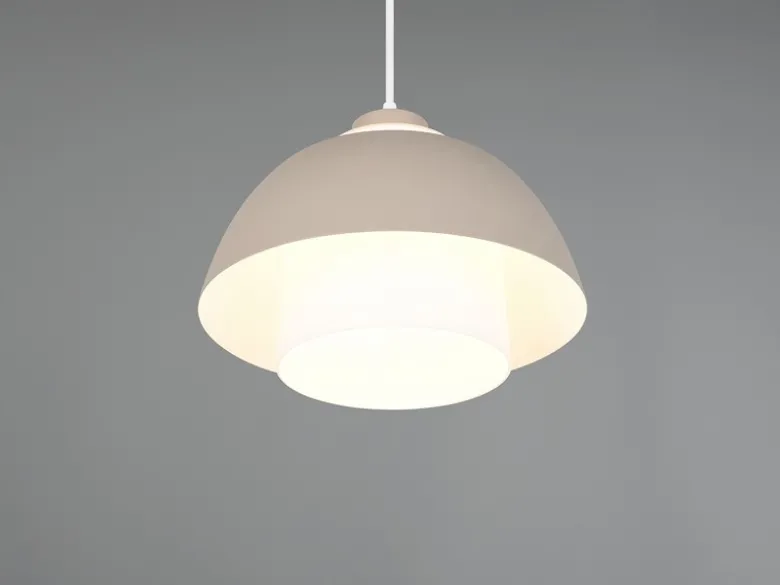 Pendelleuchte TILOS skandinavisch mit Metall- & Glasschirm Beige Weiß Ø 30cm