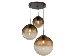 Pendelleuchte VARUS 3-flammig mit Glaskugeln aus Amberglas, Ø 51cm