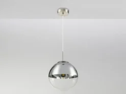Pendelleuchte VARUS 1-flammig Glaskugel Design in Chrom & Klarglas, Ø 25cm