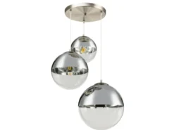 Pendelleuchte VARUS 3-flammig Glaskugeln Design in Chrom & Klarglas, Ø 51cm