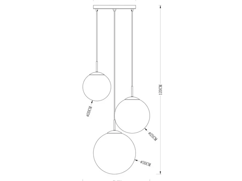 Pendelleuchte VARUS 3-flammig Glaskugeln Design in Chrom & Klarglas, Ø 51cm