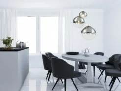Pendelleuchte VARUS 3-flammig Glaskugeln Design in Chrom & Klarglas, Ø 51cm