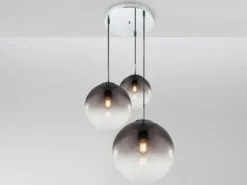 Pendelleuchte VARUS 3-flammig mit Glaskugeln aus Rauchglas, Ø 51cm