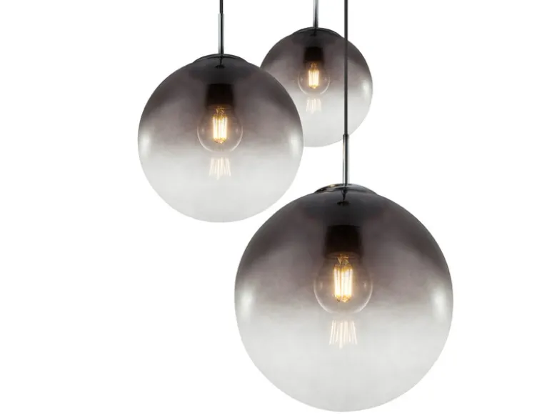 Pendelleuchte VARUS 3-flammig mit Glaskugeln aus Rauchglas, Ø 51cm