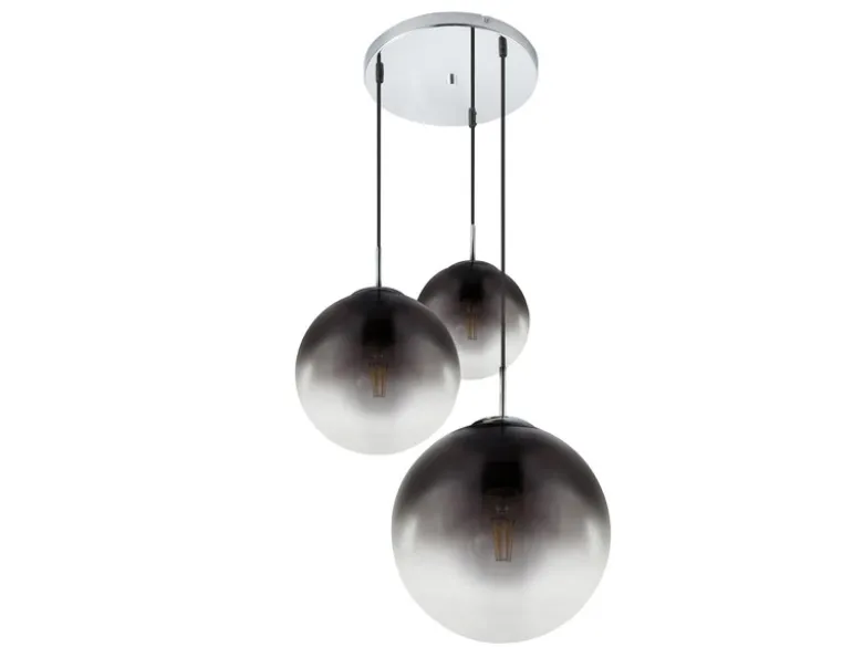 Pendelleuchte VARUS 3-flammig mit Glaskugeln aus Rauchglas, Ø 51cm